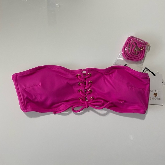 NWT Pink Lace-Up strapless Bikini Top - Picture 3 of 13